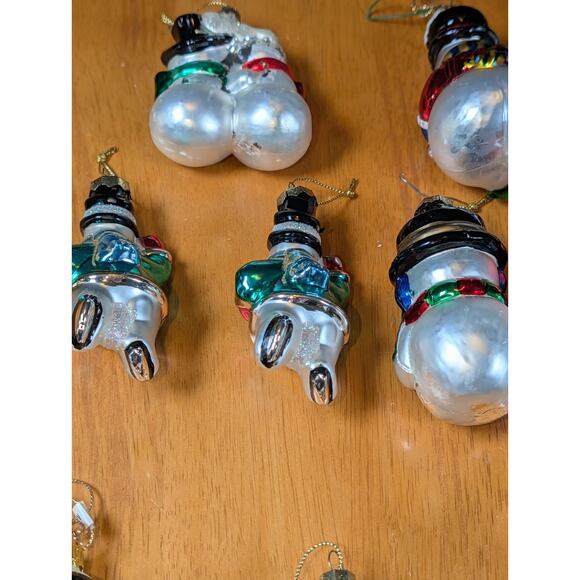 Lot Of 46 Hand Crafted Blown Glass Snowman Ornaments Christmas Winter Painted - Picture 15 of 16